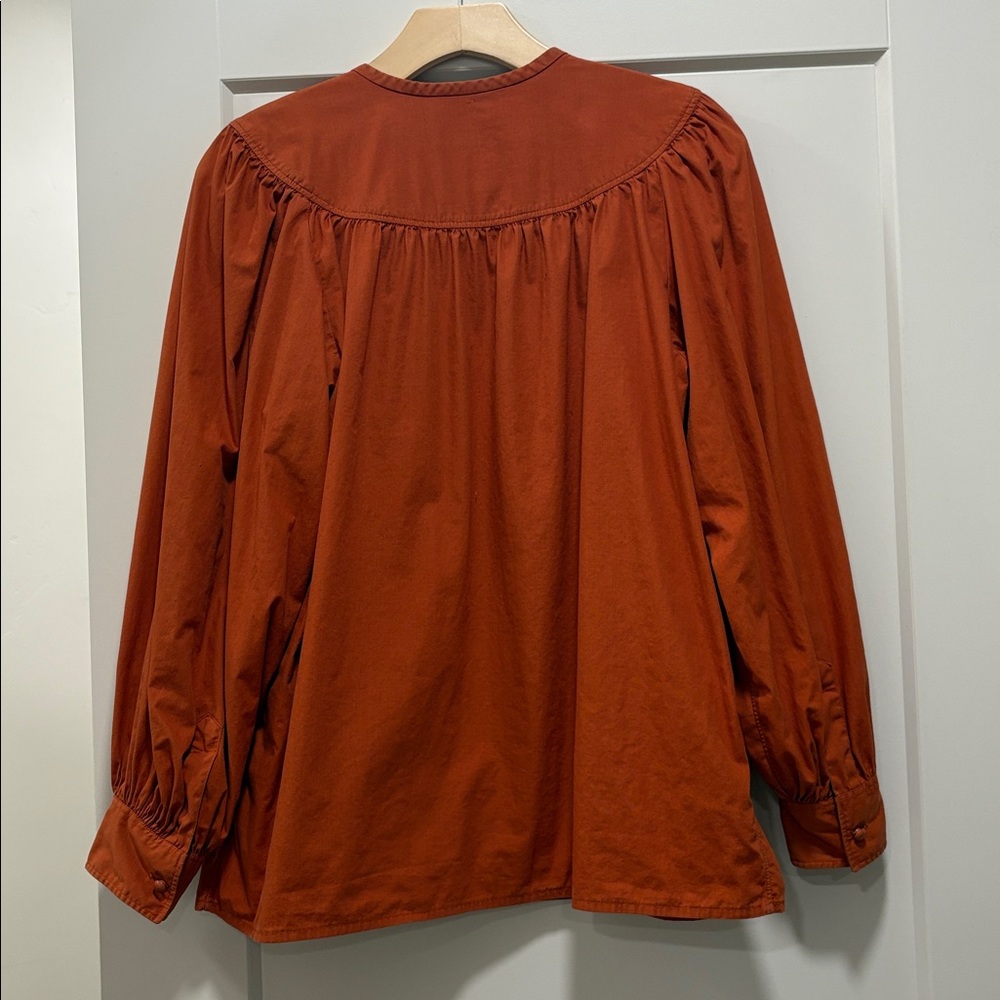 Saint Laurent Vintage Rust Color Balloon Sleeve Button Top Blouse—BEAUTIFUL! EUC - Picture 5 of 13